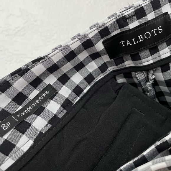 Talbots Black/ White Gingham Hampshire Ankle Pants Size 8 Petite - Picture 5 of 5